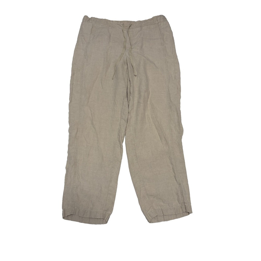 J Jill Womens 100% Linen Wide Leg Pants L Coastal Lightweight